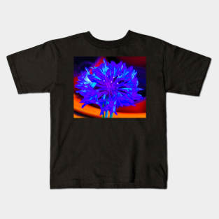 Inverted Bright Blue Wild Flower Kids T-Shirt